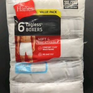 Hanes Men's Tagless Boxers - 6 Pack White - 3XL - New In Package